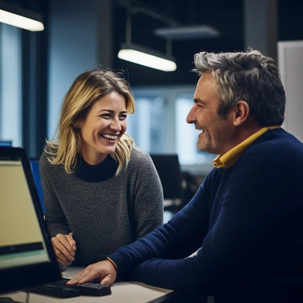 Two colleagues discussing a translation in greek