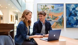 Zwei Kollegen im Büro besprechen ihre anstehende Glossar-Erstellung