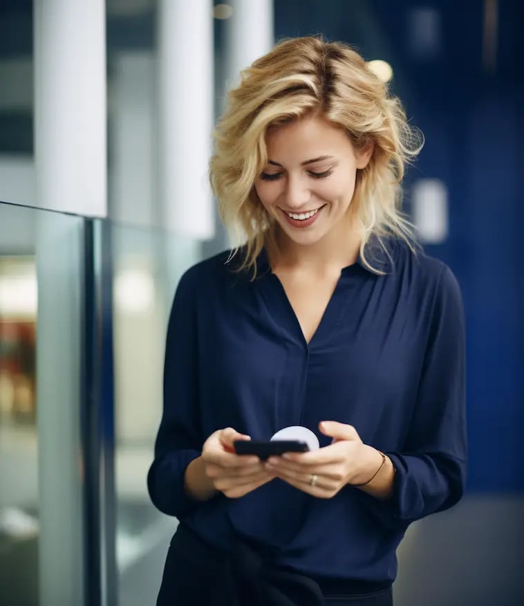 Woman happy about her Russian translation