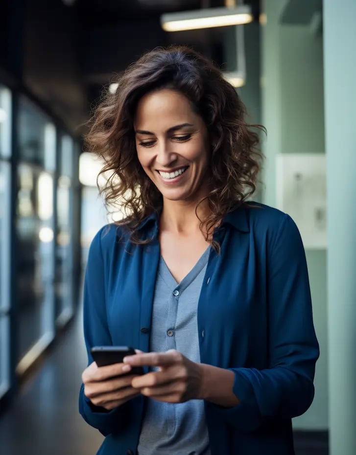 Woman having a document translated