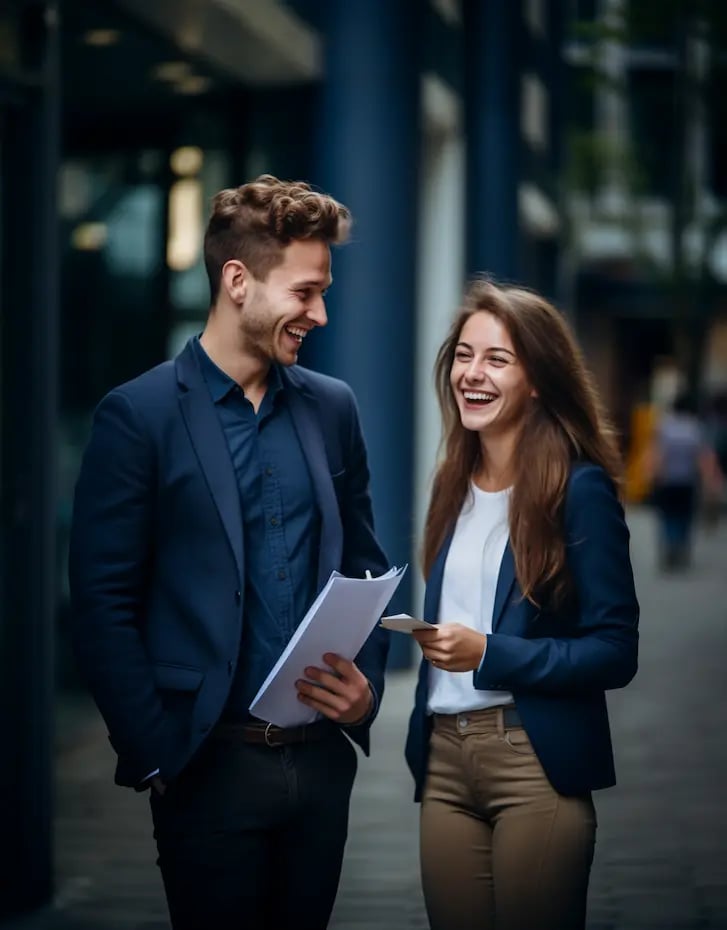 Two colleagues talking about their Dutch translation