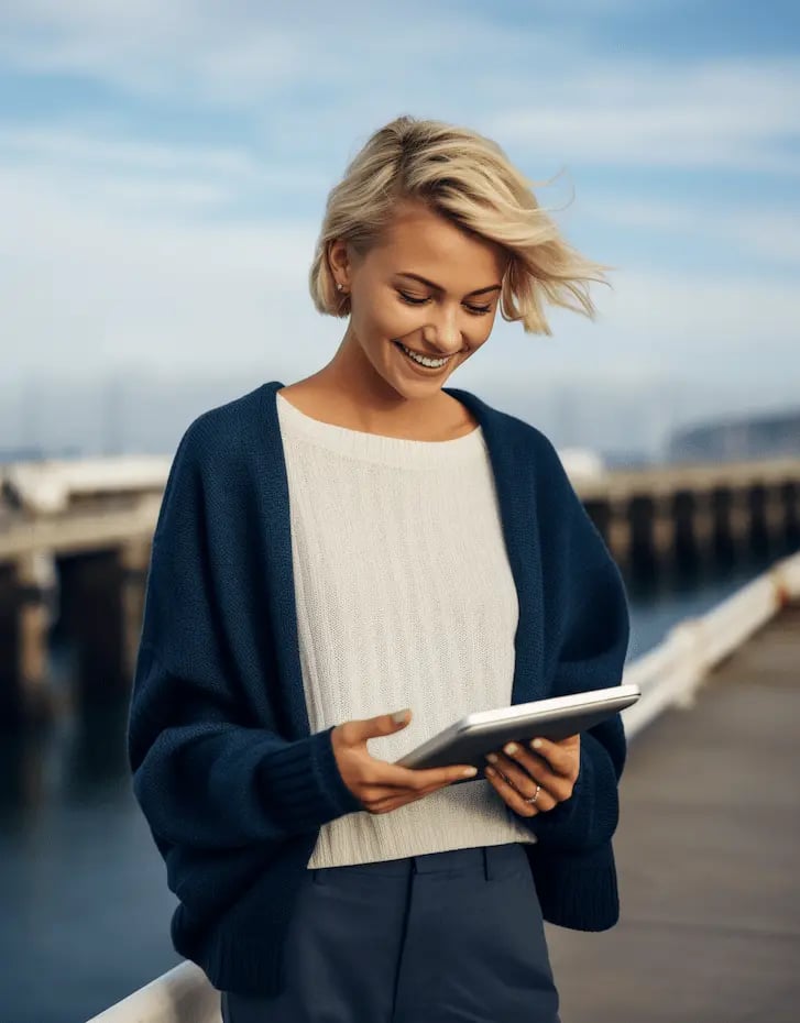 Woman happy about her Swedish translation