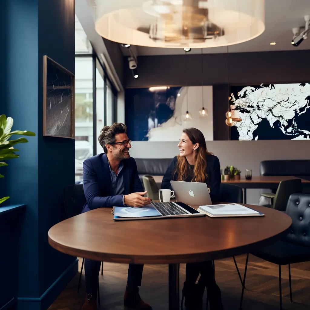 Two colleagues are discussing services