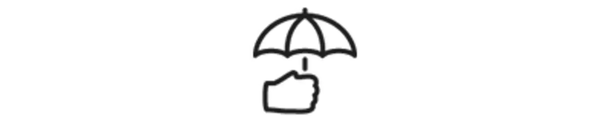 Ikon mit einer Hand, die einen Regenschirm hält, für den Reiter 4-fache Sicherheit