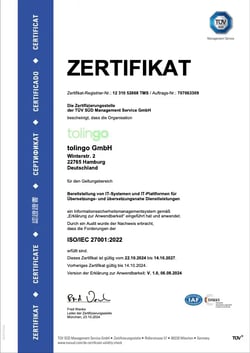Zertifikat_tolingo_DE_27001_2027