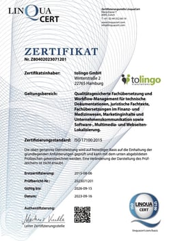 Zertifikat_tolingo_ISO 17100