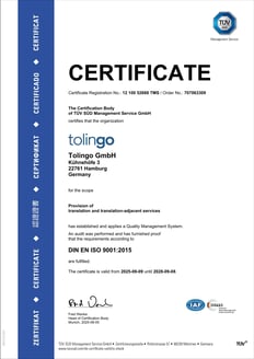 ISO-Zertifikat 9001
