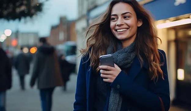 A woman in London telephoning