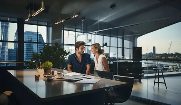 Two colleagues learning a new language