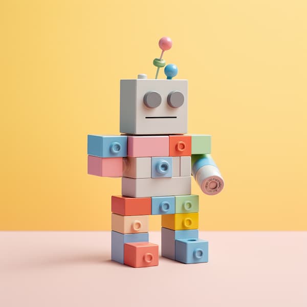 A freely assembled Lego model, standing for a prompt without a system